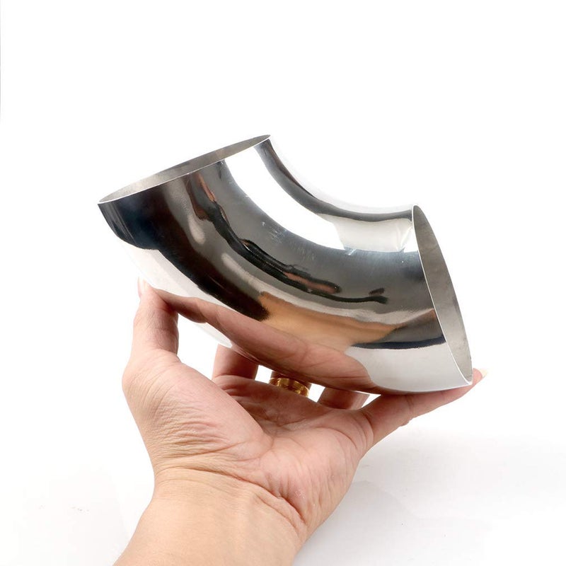 KOTVTM 3.5 Inch Stainless Steel Exhaust Elbow 90Â° Mandrel Bend Elbow - Thickness 16GA/.065" Wall Material SS304 Exhaust Tubing for Modified Exhaust Elbow Pipe, Stair Handrail (OD: 3.5") - Image 4
